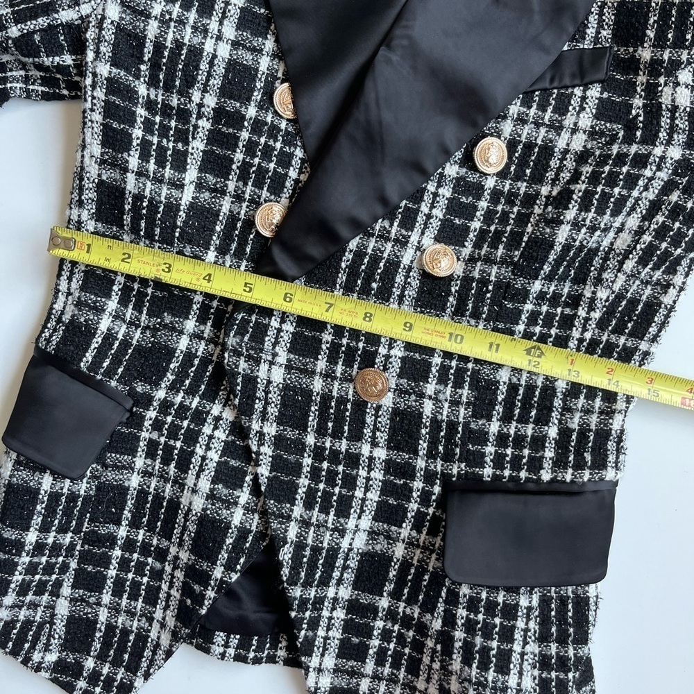NWT Rachel Parcell Black and White Plaid tweed Blazer - Picture 12 of 16